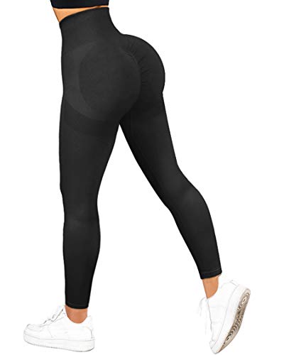 SUUKSESS Women Contour Butt Lifting Seamless Leggings Ombre High Waisted Workout Yoga Pants (Black, XL) - Image 1