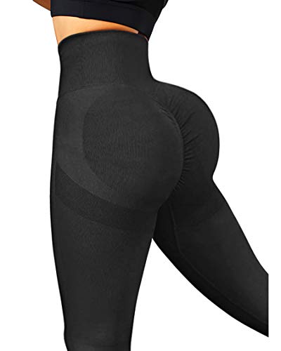 SUUKSESS Women Contour Butt Lifting Seamless Leggings Ombre High Waisted Workout Yoga Pants (Black, XL) - Image 2