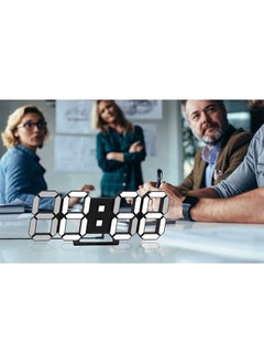 PADOM Padom 3D LED Digital Clock Glowing Night Mode Brightness Adjustable Electronic Table Clock 24/12 Hour Display Alarm Clock Wall Hanging  - Image 5
