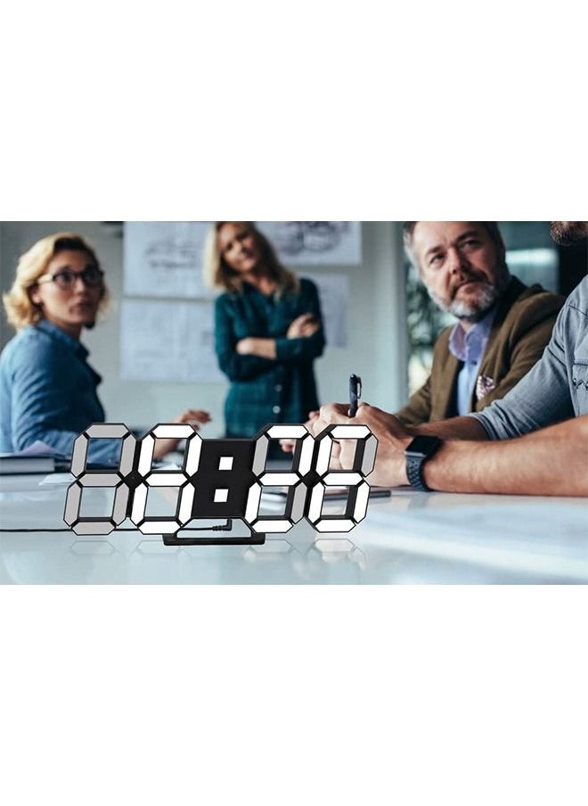 PADOM Padom ثلاثية الأبعاد LED ساعة رقمية متوهجة الوضع الليلي سطوع قابل للتعديل ساعة الطاولة الإلكترونية 24/12 ساعة عرض ساعة تنبيه الجدار الشنق  - Image 5