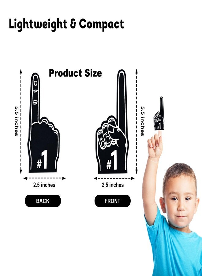 FUNSTITUTION 24 Pcs Mini Foam Fingers - Mini Foam Finger #1 EVA for All Occasions - Cheerleading for Sports - Exciting Vibrant Colors For School Spirit Pom Poms - Great For Sports Games (BLACK) - Image 2