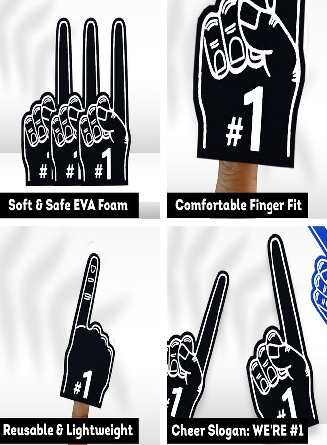 FUNSTITUTION 24 Pcs Mini Foam Fingers - Mini Foam Finger #1 EVA for All Occasions - Cheerleading for Sports - Exciting Vibrant Colors For School Spirit Pom Poms - Great For Sports Games (BLACK) - Image 3