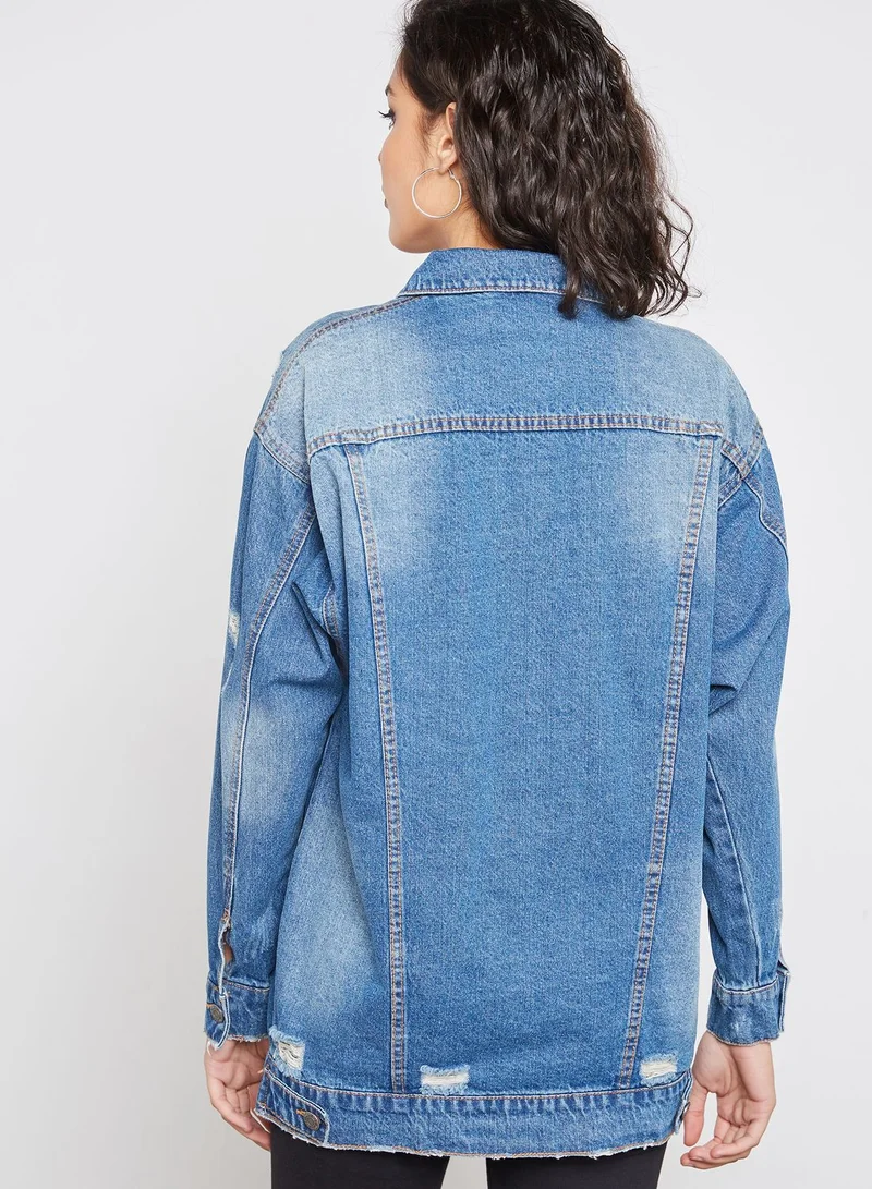 NOISY MAY Oversized Distressed Denim Jacket