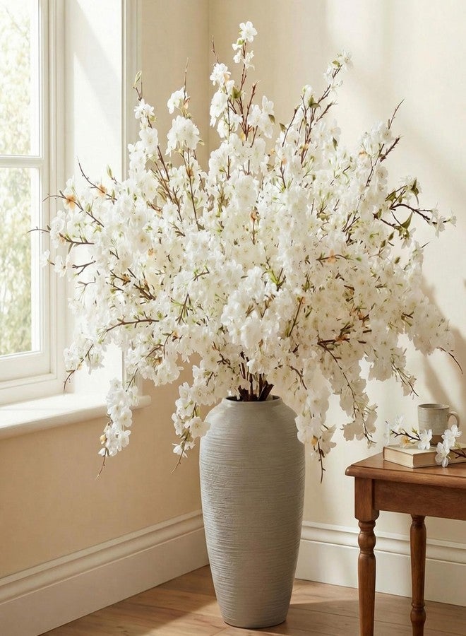 Giegxin 18 Pcs Artificial Cherry Blossom, 41" Faux Cherry Branches Spring Decor Indoor Silk Fake Flowers Long Stems for Tall Vase Table Home Wedding Business Spaces Decor(White) - Image 1