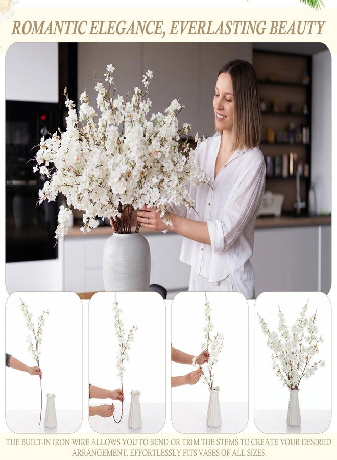 Giegxin 18 Pcs Artificial Cherry Blossom, 41" Faux Cherry Branches Spring Decor Indoor Silk Fake Flowers Long Stems for Tall Vase Table Home Wedding Business Spaces Decor(White) - Image 5