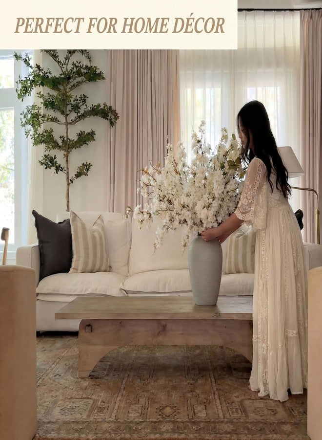 Giegxin 18 Pcs Artificial Cherry Blossom, 41" Faux Cherry Branches Spring Decor Indoor Silk Fake Flowers Long Stems for Tall Vase Table Home Wedding Business Spaces Decor(White) - Image 4