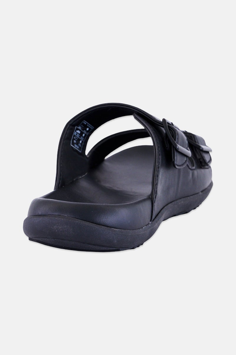 Xti Men Leather Slip On Sandals, Black - Image 4