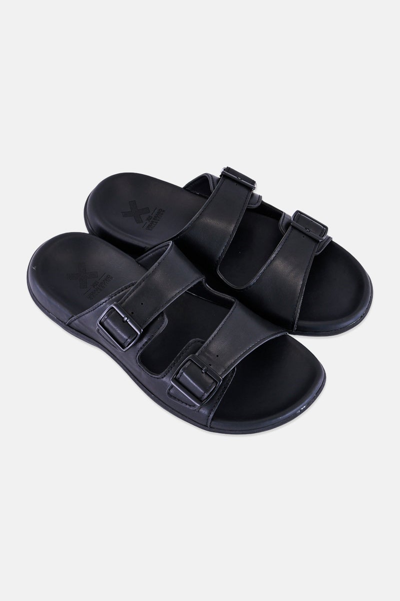 Xti Men Leather Slip On Sandals, Black - Image 2