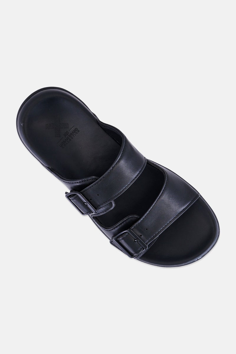 Xti Men Leather Slip On Sandals, Black - Image 3