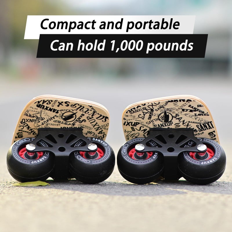Sanxup FreeSkates Portable Roller Road Drift Skates Plate, with Aluminum Alloy Deck Non-Slip, Board Split Skateboard with PU Wheels High-end Bearings(Black) - Image 5