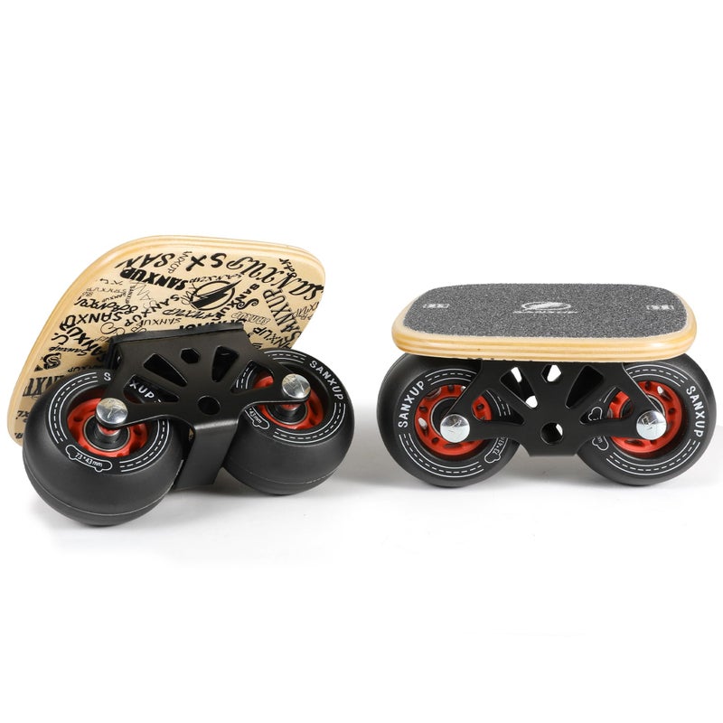 Sanxup FreeSkates Portable Roller Road Drift Skates Plate, with Aluminum Alloy Deck Non-Slip, Board Split Skateboard with PU Wheels High-end Bearings(Black) - Image 2