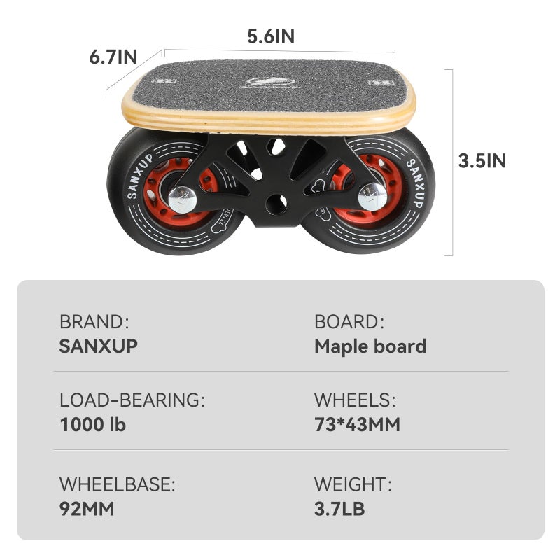 Sanxup FreeSkates Portable Roller Road Drift Skates Plate, with Aluminum Alloy Deck Non-Slip, Board Split Skateboard with PU Wheels High-end Bearings(Black) - Image 4