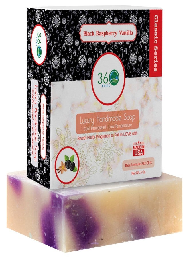 360Feel Black Raspberry Soap - Made in The USA - Castile Handmade, All-Natural Cold-Processed - Infused with Black Raspberry for an Uplifting Aroma, Moisturizing Care & Creamy Rich Lather (5 oz - Image 1