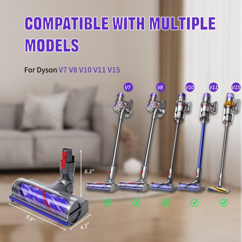 DOCXCDO Upgrade Vacuum Brush Roller Head for Dyson V7 V8ï¼ŒCyclone V10, V11, V15 Cordless Vacuum Cleanersï¼ŒQuick Release Replacement Motor-Head for Dyson Vacuum Attachments Parts.Anti-Tangle | Powerful Cleaning. - Image 2