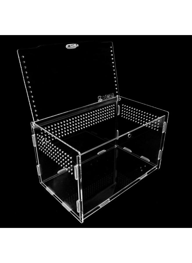 فلايان صندوق تغذية الزواحف الأكريليكي Flyan مقاس 3.9 × 3.15 × 2.75 بوصة، صندوق تربية زجاجي شفاف مع قطعتين من الملقط المستقيم والمنحنى للحيوانات الأليفة والحشرات والعناكب والصراصير والقواقع وسرطان البحر الناسك والسحلية - Image 5