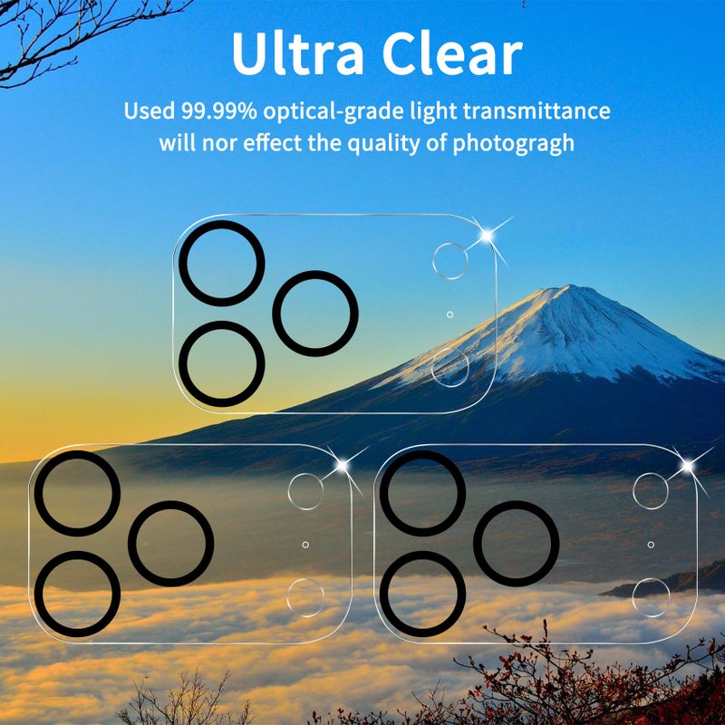 Dengduoduo 3 Pack Camera Lens Protector for iPhone 17 Pro Max, Tempered Glass, Ultra HD, 9H Hardness, Anti-Scratch, Case Friendly, Easy to Install [No Affect on Night Shots] - Image 3