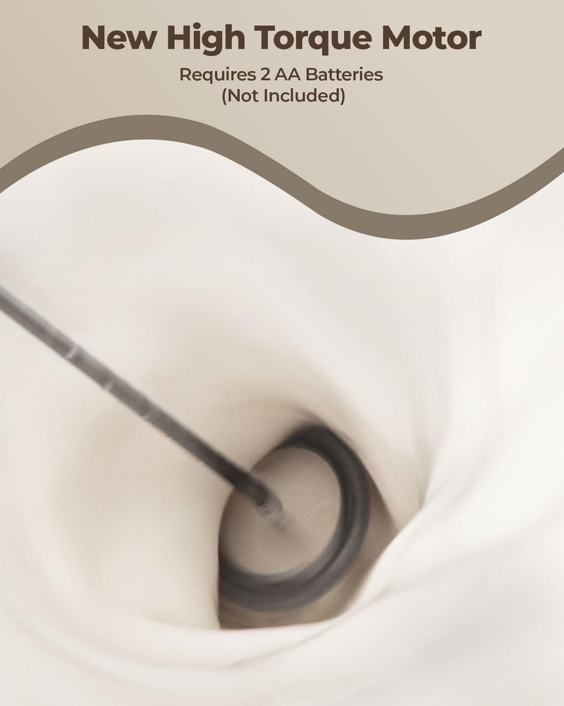 SIMPLETASTE Milk Frother Handheld Electric Foam Maker, Drink Mixer with Stainless Steel Whisk for Cappuccino, Bulletproof Coffee, Latte, Blizzard White, without Stand, Battery Operated - Image 2