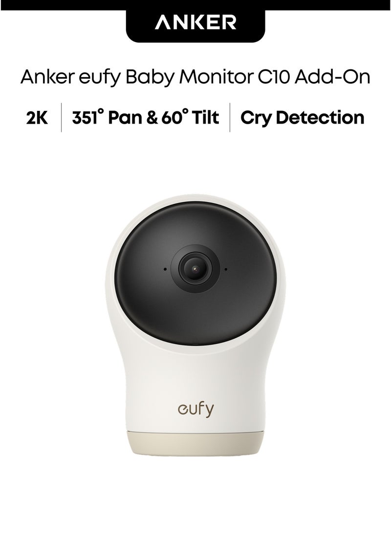 eufy Baby Monitor C10 Add-On Camera, 2K HD Resolution, 4× Zoom, 351° Pan and 60° Tilt, Night Vision, Motion/Cry/Noise/Temperature Changes, 2-Way Talk, VOX, White Noise - Image 1