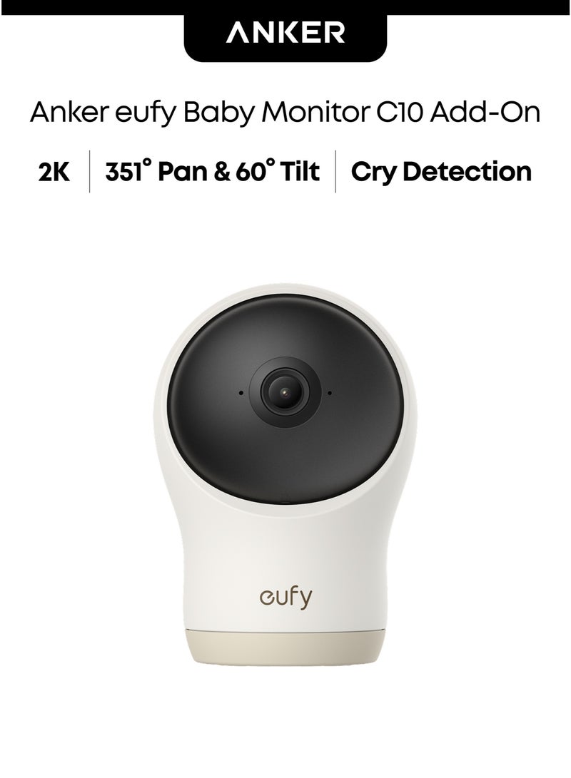 eufy Baby Monitor C10 Add-On Camera, 2K HD Resolution, 4× Zoom, 351° Pan and 60° Tilt, Night Vision, Motion/Cry/Noise/Temperature Changes, 2-Way Talk, VOX, White Noise - Image 1