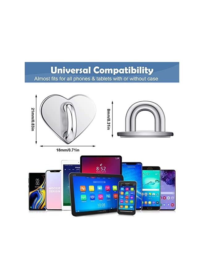 S-TOP Phone Ring Holder Grip, 12Pcs Cell Finger Charm Hook Adhesive Metal Grip Loop Stand, Heart For Tablet Diy Hanging, 3 Colors - Image 2