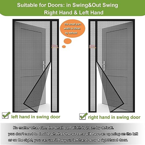 Risareyi Side Opening Magnetic Screen Door in Fiberglass 38x82inch, Black - Thicken Mesh Screen Magnetic Closure Keep Bugs Out, Reversible for Left/Right Door - Image 5