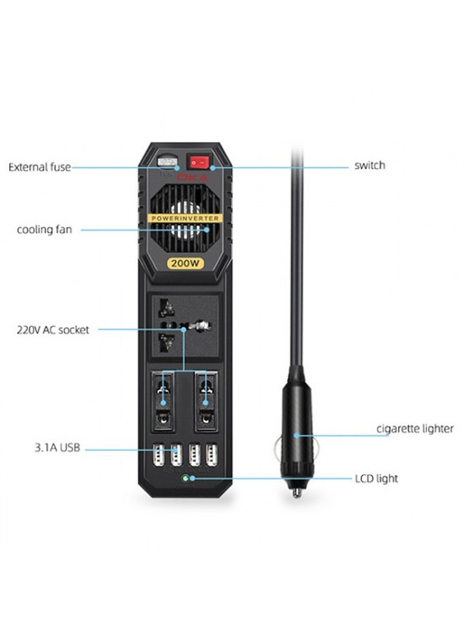 OKA - Power Adapter From 12 Volts To 220 Volts Capacity 200 Watts Works Through The Car Lighter - Image 1