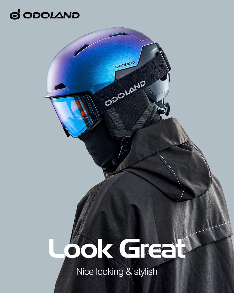 Odoland Ski Snowboard Helmet for Adults & Youth, Snow Helmet for Men & Women, Slide Adjust Ventilation, Safety Certified, Goggles Compatible Protection for Skiing, Navy Blue, L - Image 2