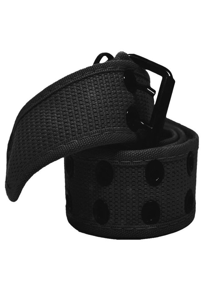 Glory Max Unisex Casual Canvas Belt Double Hole Grommet Adjustable Web Waist Belts (Black, Medium (32"-34")) - Image 3