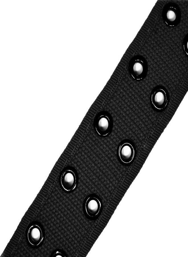 Glory Max Unisex Casual Canvas Belt Double Hole Grommet Adjustable Web Waist Belts (Black, Medium (32"-34")) - Image 4