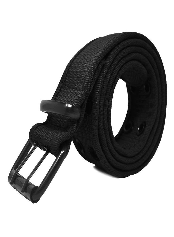 Glory Max Unisex Casual Canvas Belt Double Hole Grommet Adjustable Web Waist Belts (Black, Medium (32"-34")) - Image 2