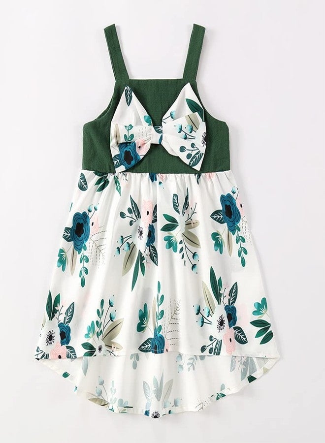 AWIBMK Mommy and Me Matching Dresses Floral Print Ruffled Short Sleeve Midi Dress Summer Beach Holiday Mom Daughter Matching Outfits Green Flower 3-6 Months - Image 4