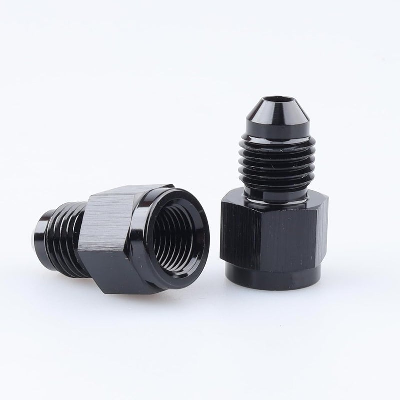 AC PERFORMANCE Aluminum Female 1/8" NPT to 4 AN Male Expander, Female 1/8 NPT to AN4 Male Thread Expand Adaptor, Black Pack of 2 - Image 1