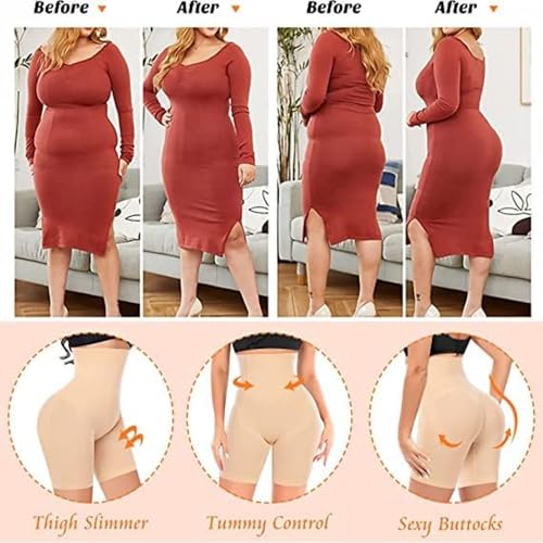 GITGRNTH Women's High-Waisted Tummy Control Shapewear Shorts - Seamless Body Shaper with Firm Waist Cinching and Slimming Support (1, Long Black) - Image 5