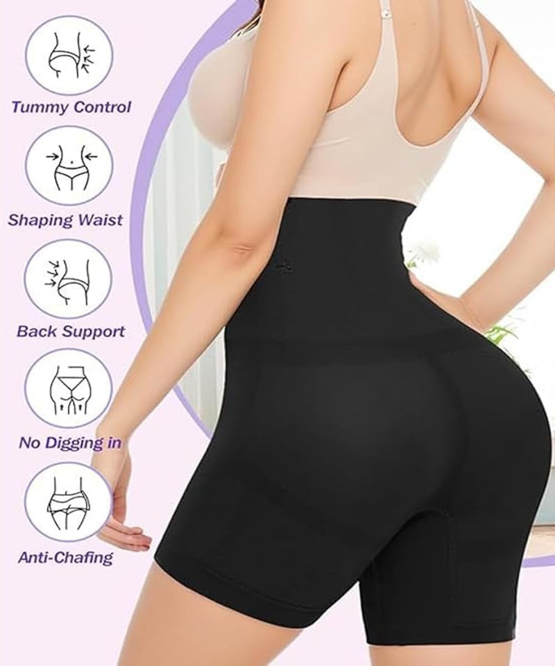 GITGRNTH Women's High-Waisted Tummy Control Shapewear Shorts - Seamless Body Shaper with Firm Waist Cinching and Slimming Support (1, Long Black) - Image 2