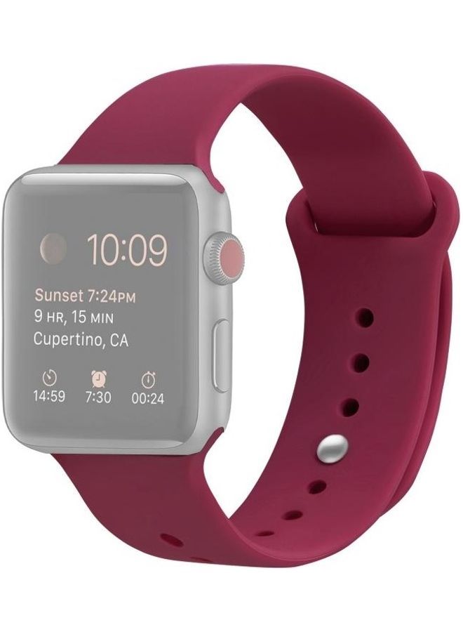 NIBEMINENT Silicone Replacement Strap Watchband Rose Red - Image 1