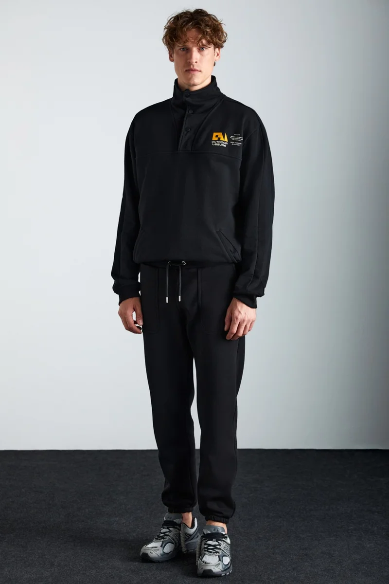 GRIMELANGE Goran Men's Cotton-Polyester Black Sweatpants