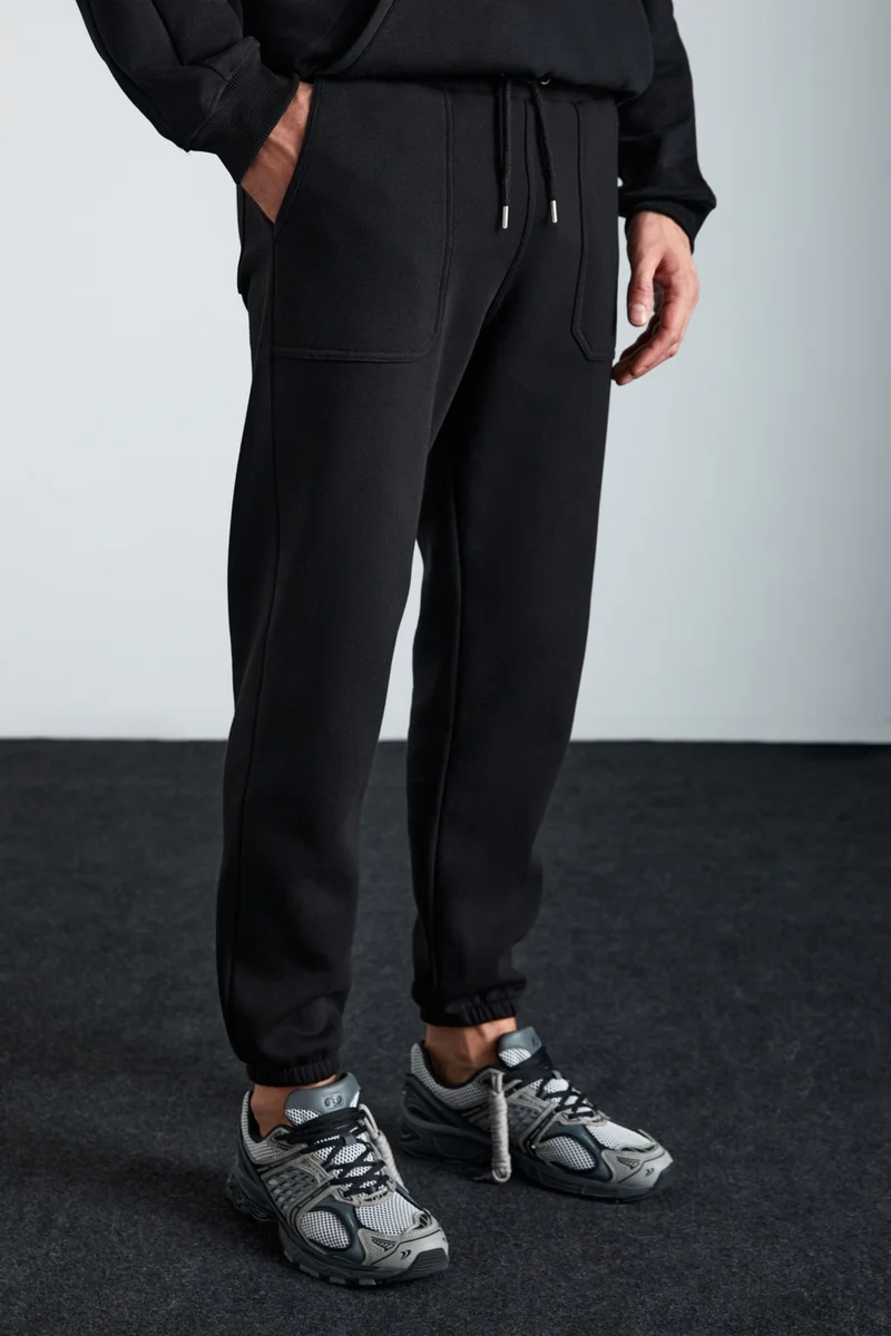 GRIMELANGE Goran Men's Cotton-Polyester Black Sweatpants
