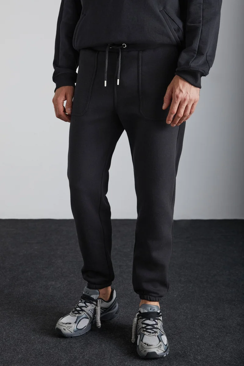 GRIMELANGE Goran Men's Cotton-Polyester Black Sweatpants