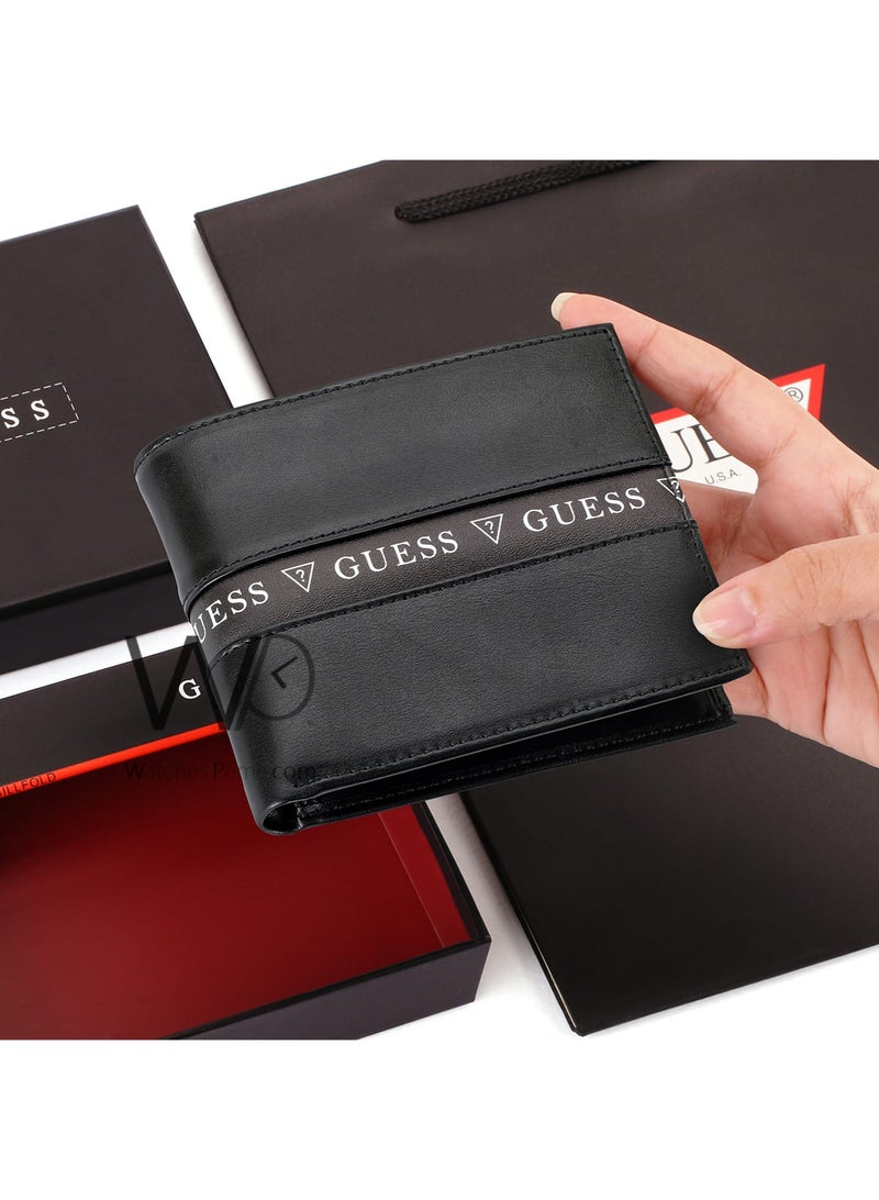 جس محفظة رجالية جلد طبيعي جيس (Guess) - أسود - Image 2