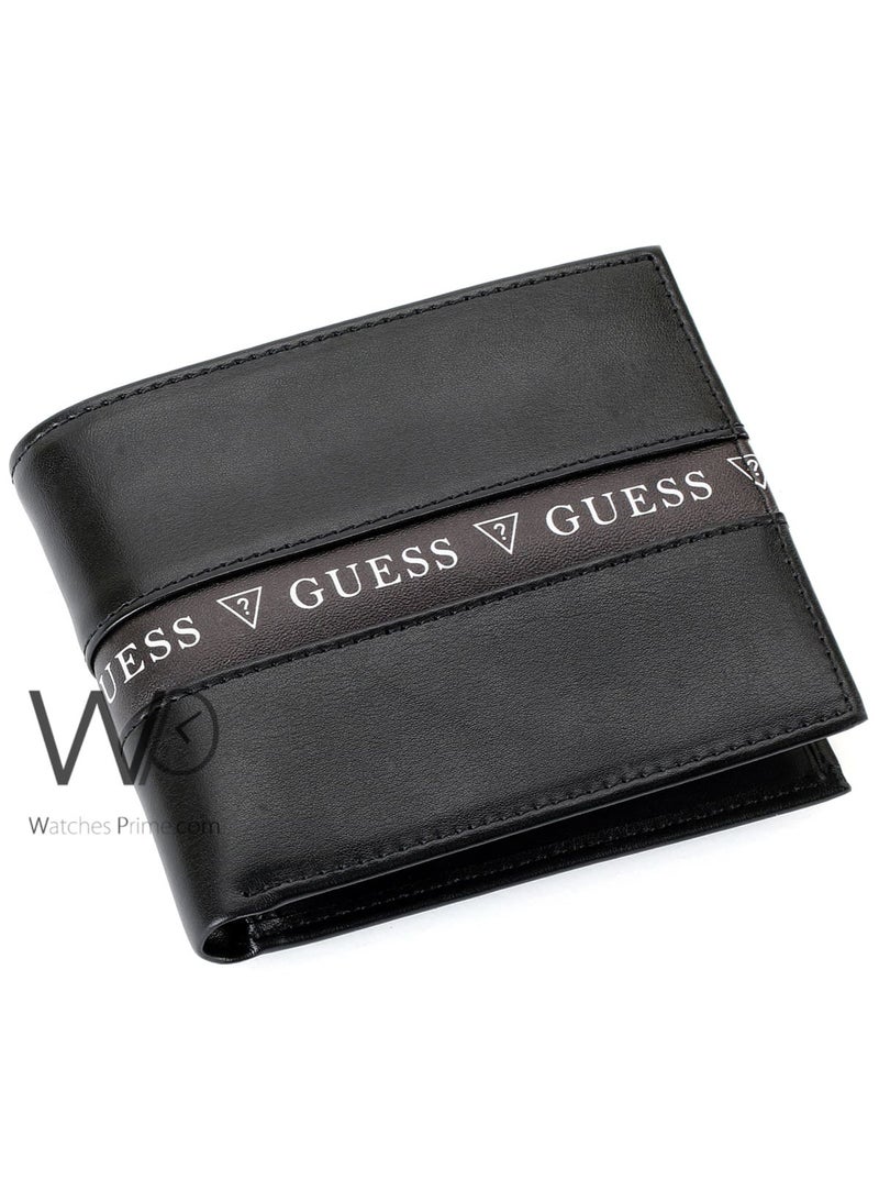 جس محفظة رجالية جلد طبيعي جيس (Guess) - أسود - Image 1