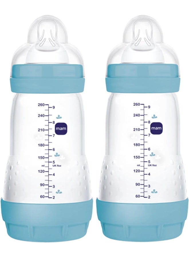 MAM MAM Easy Start Matte Anti-Colic Baby Bottles, Medium Flow, Baby Boy, 9 oz (2 Count) - Image 1