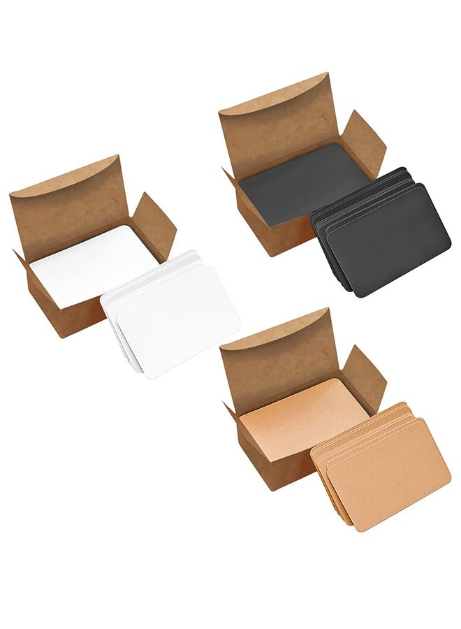 300Pcs Blank Business Card, Kraft Paper Learning Card, Note Card, Birthdy Message Gift Card (White, Cowhide color, Black ) - Image 1