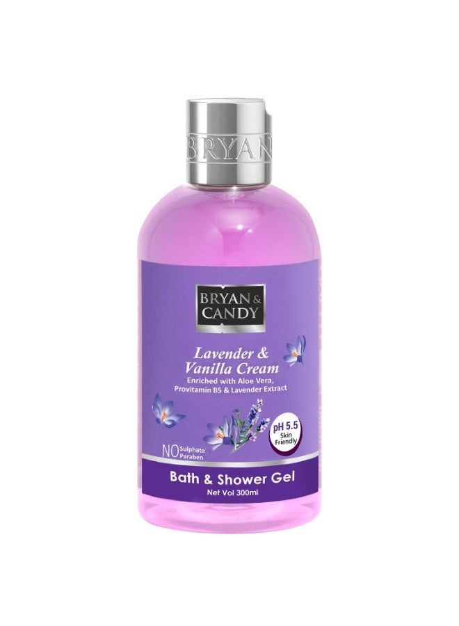 Bryan & Candy Lavender & Vanilla Cream Shower Gel with Aloe Vera. Gentle, Moisturizing Body Wash for Soft, Supple Skin (300ml) - Image 1