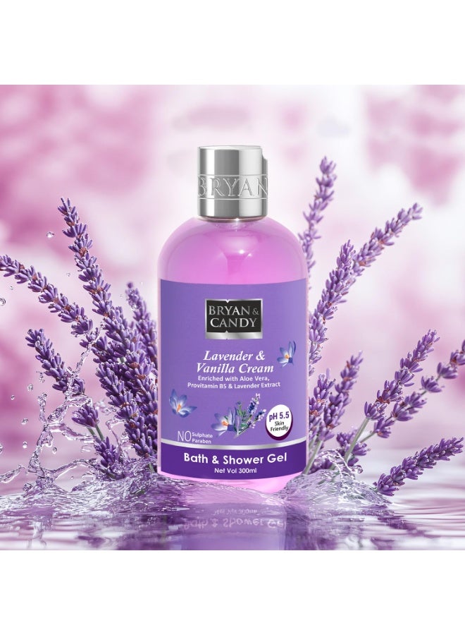 Bryan & Candy Lavender & Vanilla Cream Shower Gel with Aloe Vera. Gentle, Moisturizing Body Wash for Soft, Supple Skin (300ml) - Image 2