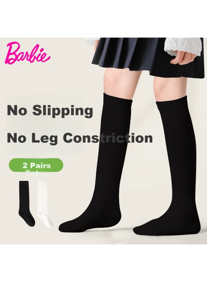 Barbie Girls' Mid-calf Socks Children's Knee High Socks White Student High Tube Socks Summer Girls Spring And Autumn Thin Black Long Socks - Image 1