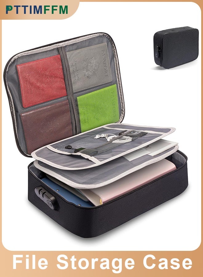 PTTIMFFM Portable 3-Layer Document Organizer Bag with Combination Lock, Waterproof Oxford Fabric, Multi-Compartment File & Laptop Storage for Travel, Office, Home - Image 1