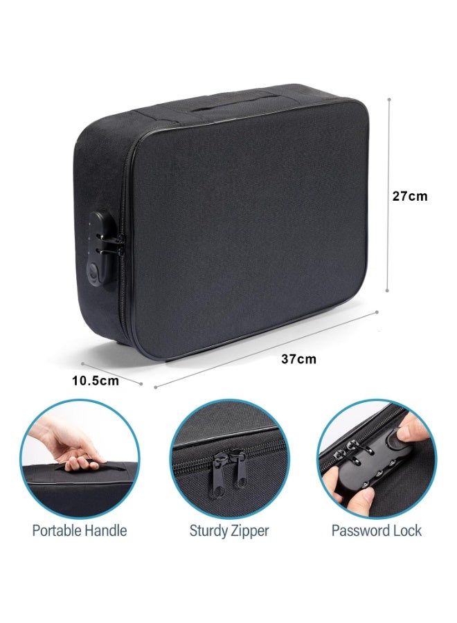 PTTIMFFM Portable 3-Layer Document Organizer Bag with Combination Lock, Waterproof Oxford Fabric, Multi-Compartment File & Laptop Storage for Travel, Office, Home - Image 3