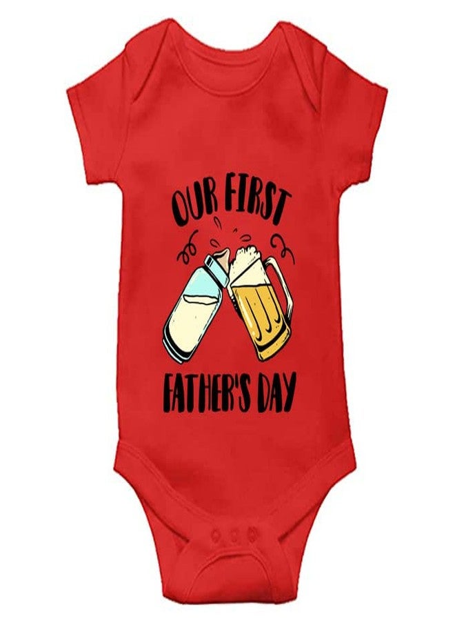 Mott2 Father's Day Special Unisex Baby Romper - DE05(Red, 3-6 Months) - Image 1