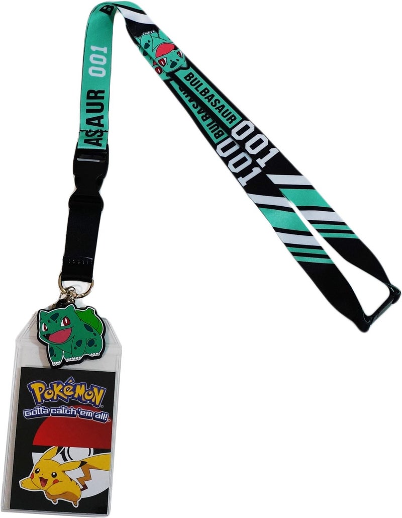 Bioworld Pokemon Bulbasaur 001 exclusive Lanyard with ID Badge Holder & PVC Rubber Charm - Image 1