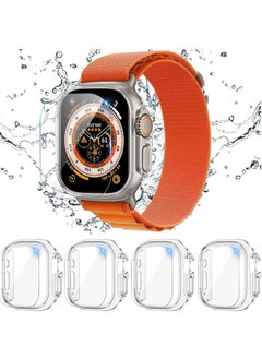ELTRAZONE [4 Pack] Compatible for Apple Watch Ultra Screen Protector and Case 49mm, Anti-Fog Tempered Glass Protector Film with PC Hard Bumper Cover for iWatch Ultra 49mm(Clear)  - Image 2